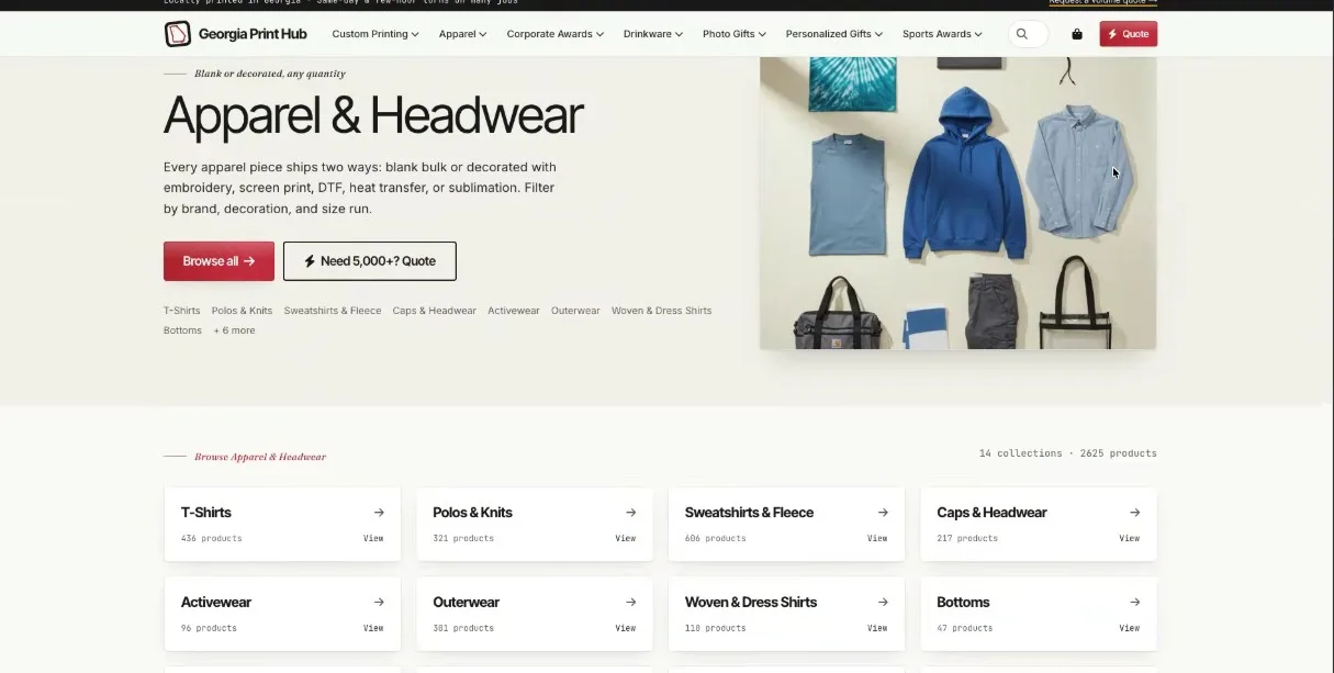 E-commerce — apparel subcategories