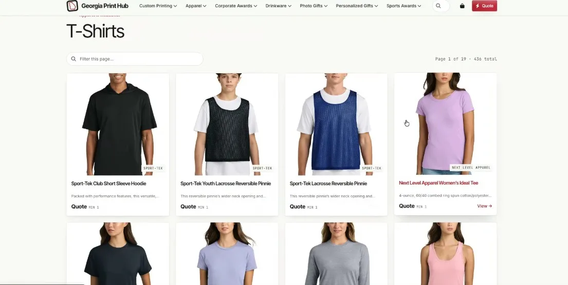E-commerce — product listings