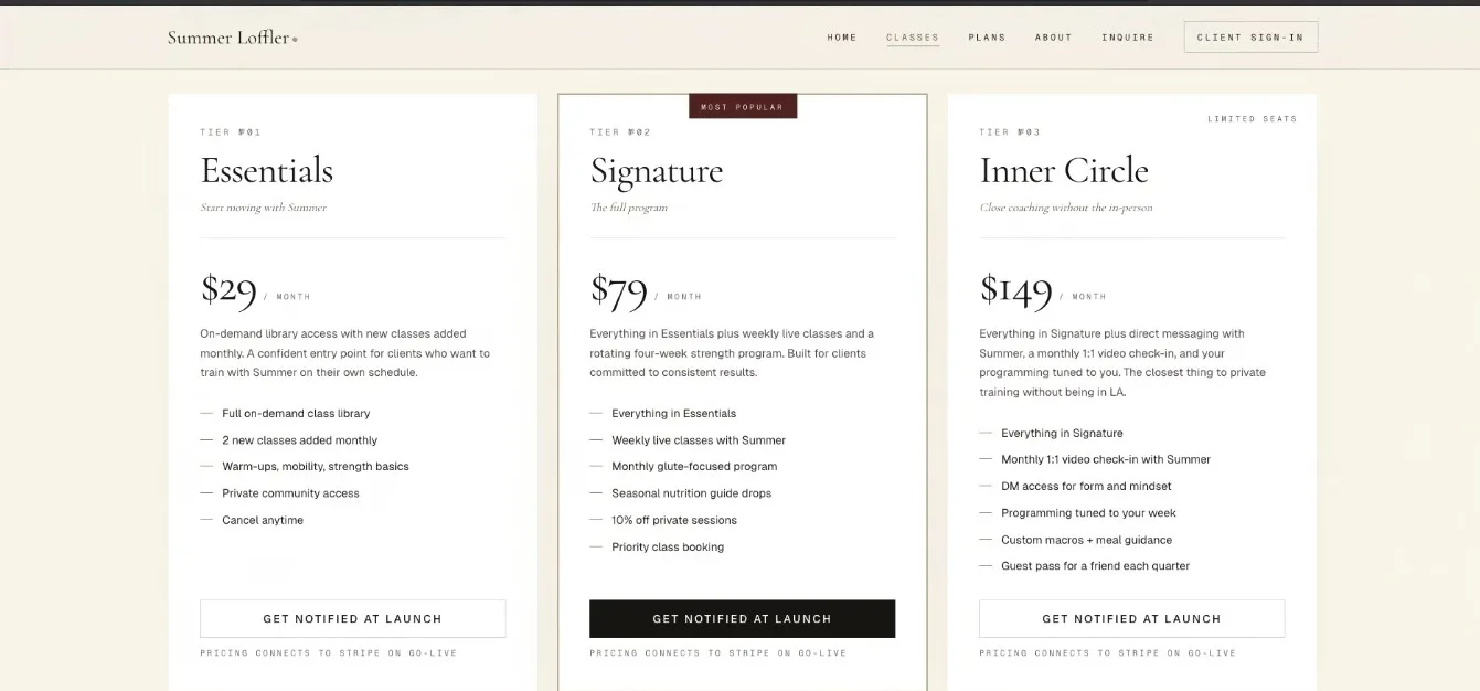 Fitness studio — classes